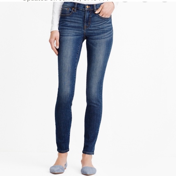 J.CREW Classic Blue Wash High Rise Skinny Jeans Medium dark denim stretch 5 pkt - Picture 1 of 9